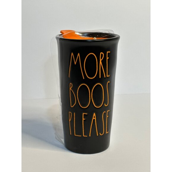 Rae-Dunn Halloween “More Boos Please” Travel Mug | Black & Orange Coffee Tumbler - Picture 2 of 5